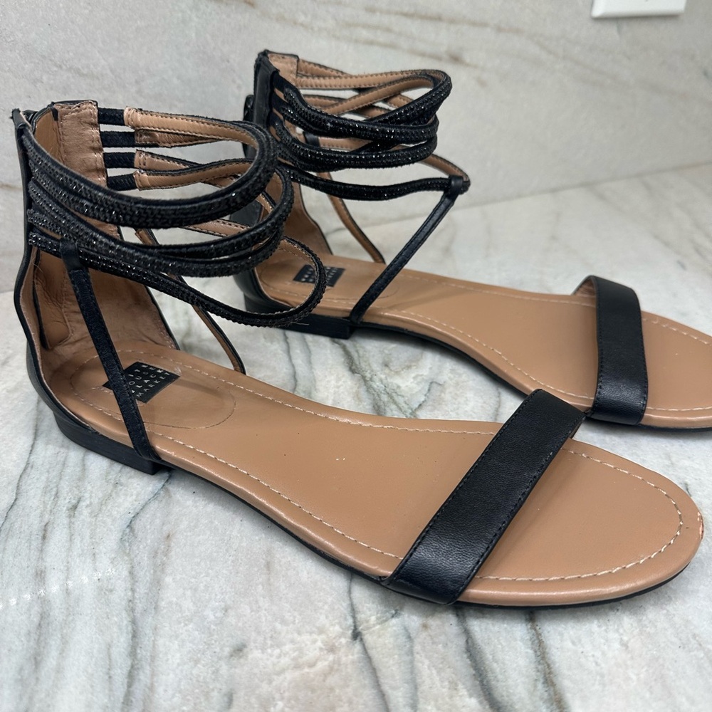 White House Black Market Black and Tan Sandals